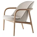 Modern Leisure Chair With Light Beige Upholstered Seat And Wooden Armrests