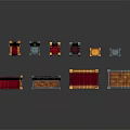 Colorful Scene Components Featuring Sofa Chairs Tables Bookshelf And Red Blue Orange Colors