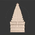 Intricate Hindu Temple Architectural Model with Multi Tiered Tower and Detailed Carvings