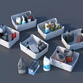 Organized Hardware Tools Storage With Multiple White Trays And Assorted Accessories 3d model