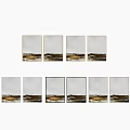 Abstract Paintings Framed Multiple Panels With Neutral Tones And Abstract Landscape Elements
