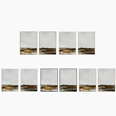 Abstract Paintings Framed Multiple Panels With Neutral Tones And Abstract Landscape Elements 3d model