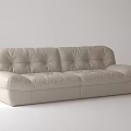 Modern Two Seater Sofa With Cream Leather Upholstery And Tufted Button Design 3d model