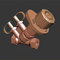 Brass Valve Component With Multiple Interfaces Knobs And Metallic Shine On Dark Background