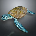 Vibrant Sea Turtle With Brown Patterned Shell And Blue Green Flippers Displaying Intricate Texture 3d model