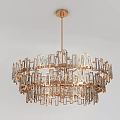 Elegant Modern Gold Multi layered Chandelier With Crystal Elements For Home Interior 3d model
