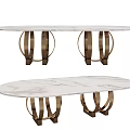 Elegant Modern Oval Dining Table With White Marble Top And Gold Metal Legs Design