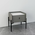 Modern Gray Bedside Table With Black Legs And Single Drawer Design 3d model