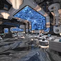 Futuristic KTV Lounge Interior Design With Large Screen Luxury Seating And Modern Lighting