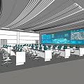 Monitoring room of central control room 3d model