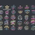 Colorful Neon Signs Collection With Beach Party Love Coffee Music Themes