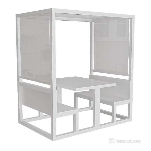 White Public Chair With Frame Structure And Simple Seating Design 3d model 