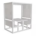 White Public Chair With Frame Structure And Simple Seating Design 3d model