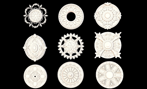 European-style carved plaster decoration 3d model