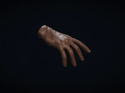 Brown Leather Glove With Classic Design And Fitted Wrist For Stylish Use 3d model