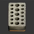 Structural Concrete Block Featuring Multiple Circular Holes For Building Projects 3d model