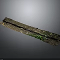 Wood And Stone Decorative Long Piece With Green Spots Surface Texture For Home Decor