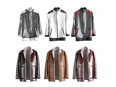 Modern Clothes Leather Jacket Clothes Coat 3d model
