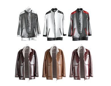 Modern Clothes Leather Jacket Clothes Coat 3d model