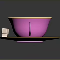 Pink Teacup with Gold Rim on Matching Saucer and Sugar Cubes