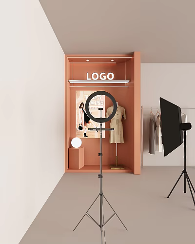 Live broadcast room women's live broadcast room fill light live background wall 3d model