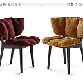 Cozy Modern Accent Chairs With Wine Red And Brown Plush Cushions And Black Slim Legs