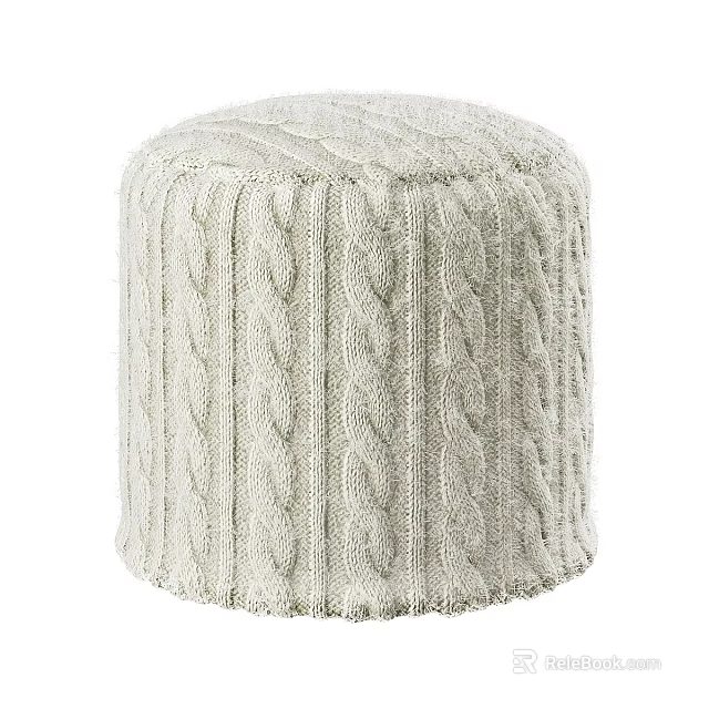 Cozy Light Beige Round Single Chair With Cable Knit Pattern Design 3d model 