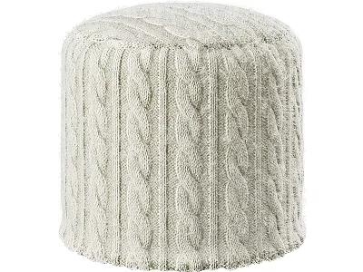 Cozy Light Beige Round Single Chair With Cable Knit Pattern Design 3d model