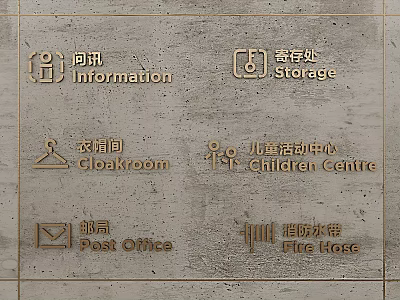 Guide indication metal word advertisement word medium word guide sign icon hotel guide indication 3d model