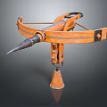 Ancient Medieval Crossbow With Wooden Frame Metal Parts And Spiked Bolt Stand