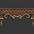 Elegant Wooden Coffee Table With Golden Trim And Curved Ornate Legs