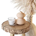 Bohemian Style Decorative Ornament Set with Pampas Grass Vases Woven Pillows and Tassel Baskets
