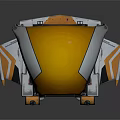 Futuristic Mechanical Vehicle Design with Yellow White Dome Tracked Chassis and Glowing Details