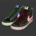 Black High Top Sports Shoes With White Nike Logo Leather Upper And White Sole Design