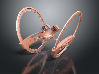 Character And Creature Inspired Copper Ring Mechanical Structure With Reflective Surfaces 3d model