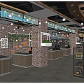 Spacious Supermarket Department Store With Brick Walls Wooden Ceiling Hanging Lights And Well Stocked Shelves