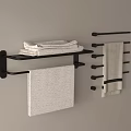 Modern Black Bathroom Rack With Folded Towels And Hanging Towel Rods