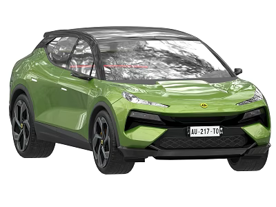 Modern Green Crossover SUV With Black Roof And Sporty Futuristic Design 3d model