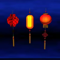 Traditional Chinese Lanterns With Red Yellow Hues And Tassel Chinese Knot Decor