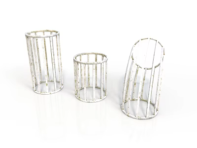 Three White Coated Metal Mesh Decorative Containers For Home Decor 3d model