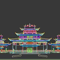 Ancient Chinese Architecture With Golden Roofs Red Pillars And Spacious Plaza Against Blue Sky