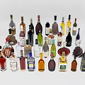 Various Wine Bottles And Glasses Collection With Different Shapes Sizes And Labels