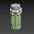 Green Spice Bottle With Silver Lid And Ribbed Design For Kitchen Use