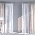 Beige And White Double Layer Curtains With Sheer And Thick Panels In Modern Room