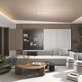 Modern Living and Dining Room Interior With Sofa Bean Bag Chair TV and Large Windows