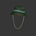 Stylish Black Bucket Hat With Wide Brim Gray Band And White Chin Strap