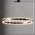 Modern Circular Chandeliers With Transparent Decorative Elements And Illuminated Light Strips For Contemporary Interior Decoration