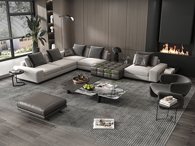 Minotti Sofa Coffee Table Combination Multi-person Corner Sofa Living Room Coffee Table Leisure Chair model