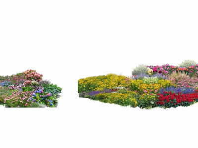 Colorful Mixed Flowers And Green Plants In Vibrant Garden Bed Design 3d model