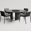 Modern Round Dining Table Set With Four Upholstered Chairs And Metal Frame 3d model